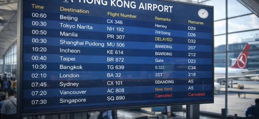 Онлайн табло аэропорта Гонконга (HKG)